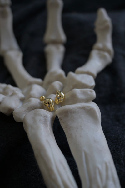 Bad To The Bone Screwback Skeleton Studs - Gold/Silver