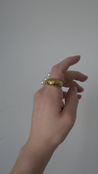 Soulmate Checkered Glass Ring - 18k gold