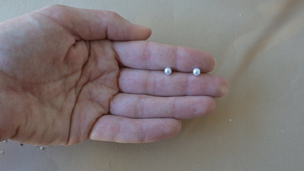 Love Bug  5mm Round Pearl Flat Back Stud Earrings