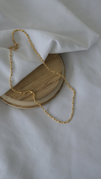 Olive Beaded 18k Gold Layering Necklace