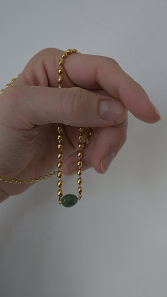 Jade Stone 18k Gold Beaded Olive - Necklace/Bracelet