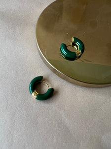Colored 18k Gold Hoops - Red/Green
